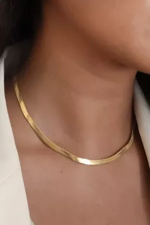 18k Gold Waterproof Stainless Steel Necklace (herringbone)
