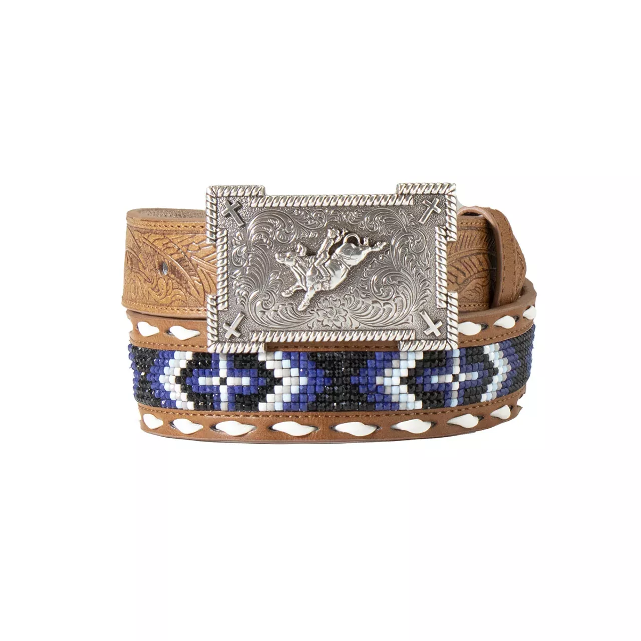 3-D Belt Embossed Beaded Inlay Blue - Accessories Belt Kids