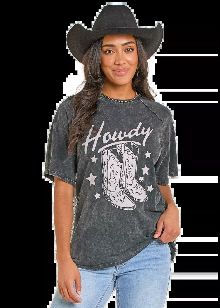Acid Wash Howdy Oversized Tee