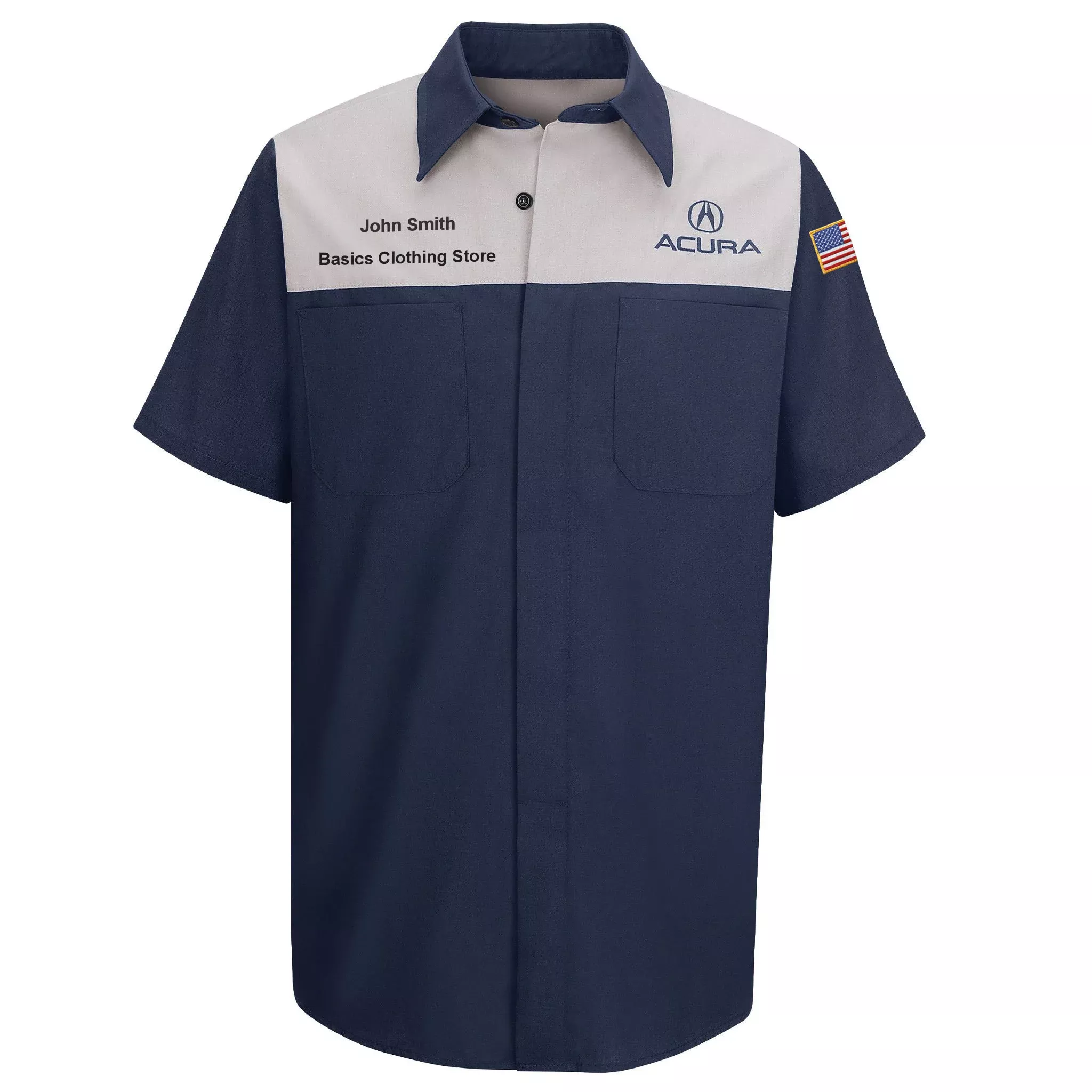 Acura Short Sleeve Technician Shirt-Light Grey / Navy - SP24AA-A