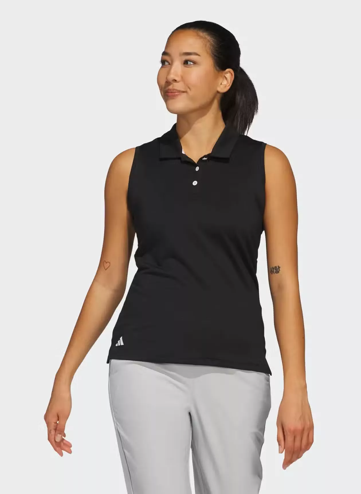 Adidas Womens Solid Ottoman Sleeveless Polo