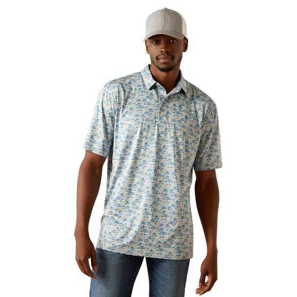 ARIAT CHARGER 2.0 GREY HEATHER - MENS POLO