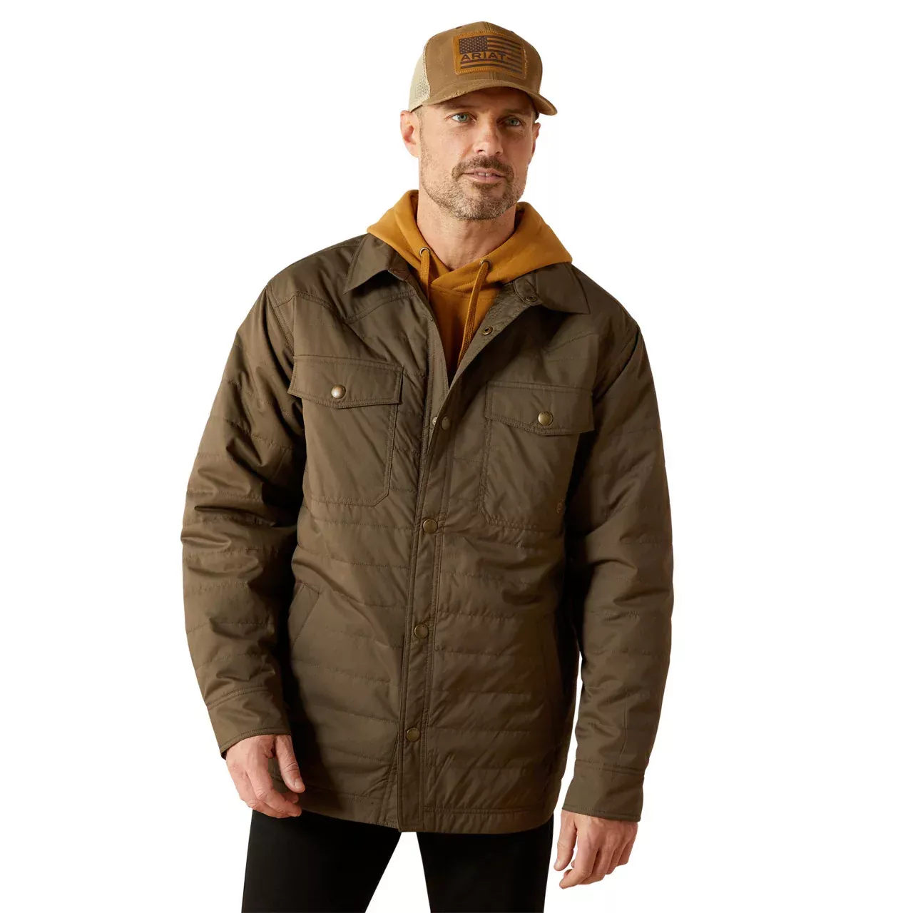 Ariat Mens Quilted Shirt Jacket Dark Green