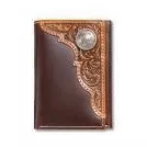 Ariat Mens Trifold Style Wallet Embossed Oval Concho Tan