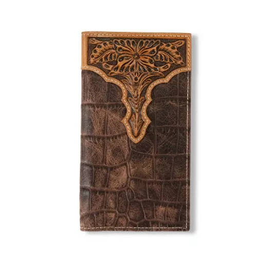 Ariat Rodeo Wallet Croc Floral Embossed Brown