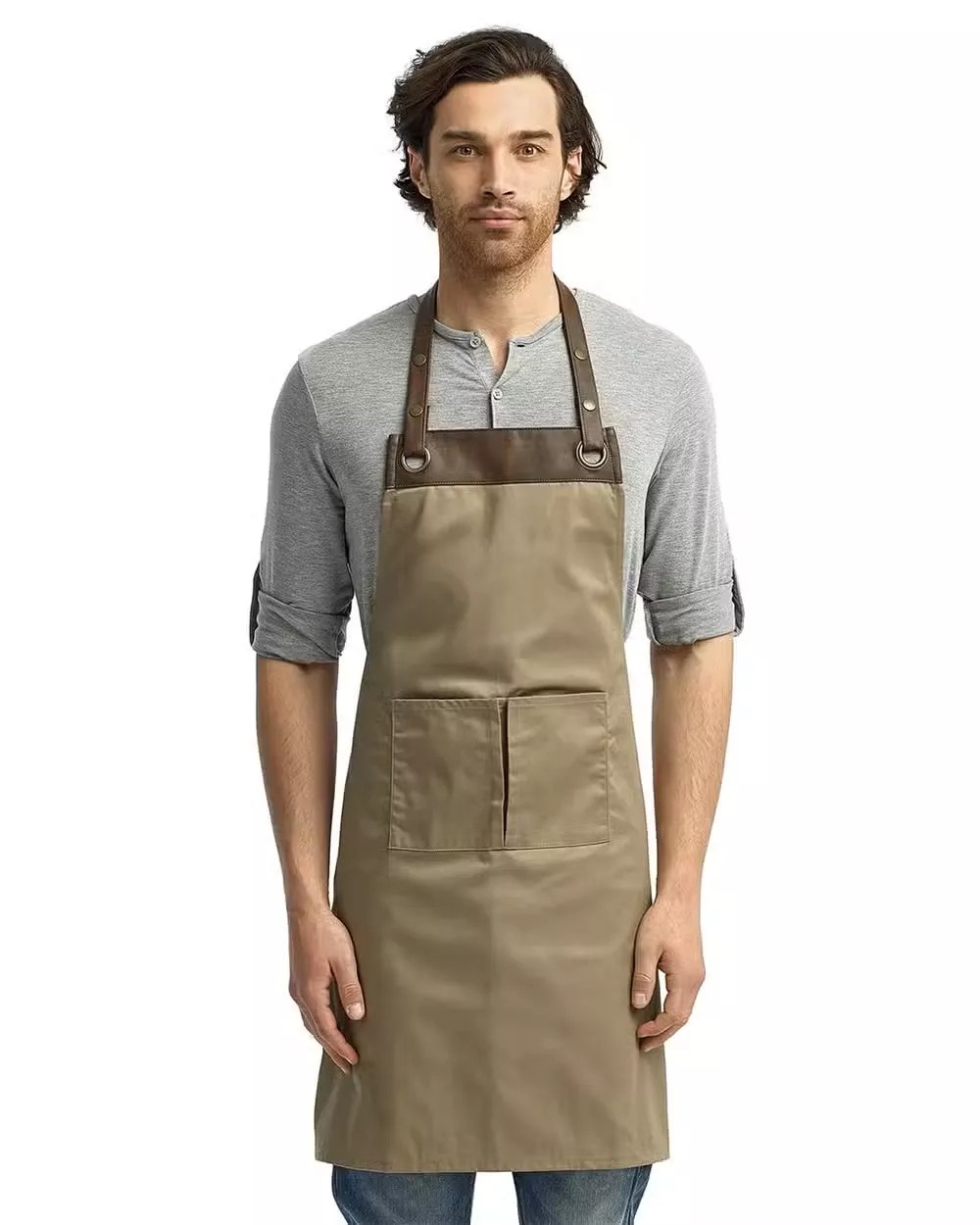 Artisan Collection by Reprime – Espresso Bib Apron with Pockets