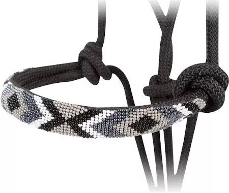 BEADED NOSE HALTER W LEAD BLA 9"