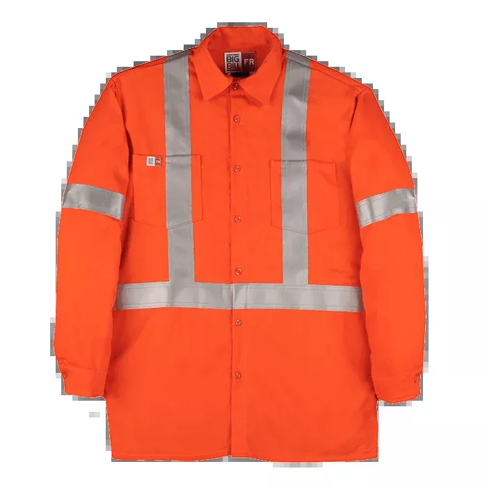 Big Bill Flame Resistant High Visibility Industrial High Visibility Work Shirt - Orange -238US7