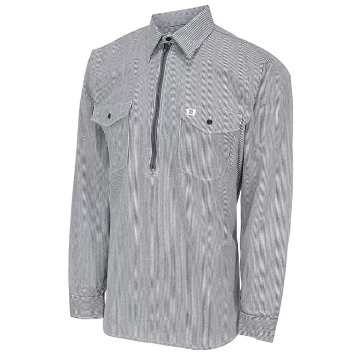 Big Bill Long-Sleeve Hickory Shirt with Half-Zip - Hickory -183
