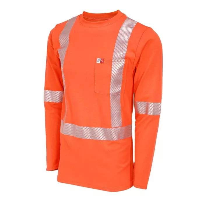 Big BillHigh Visibility FR Athletic Performance Long Sleeve T-Shirt -Orange -SRT5PD6