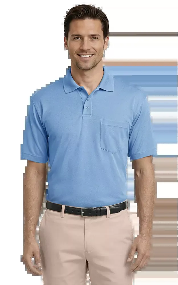 Blue Generation Adult IL-50 Pocketed Polo-BG1052 -Light Blue