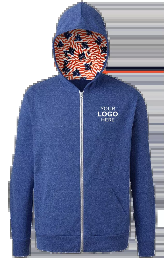 Blue Generation Americana Triblend Contrast Zip Front Hoodie-BG7308HA