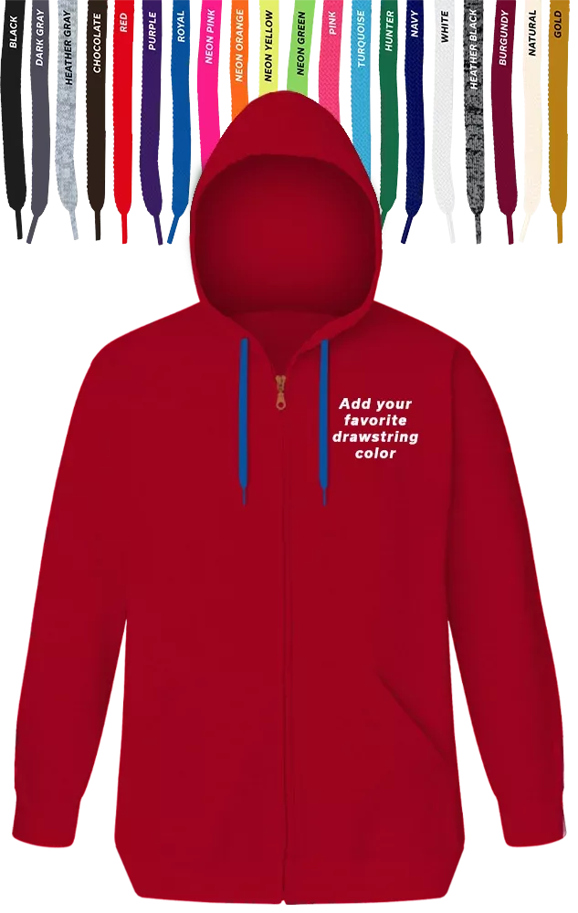 Blue Generation Custom Drawstring Zip Front Hoodie-BG9302ZD