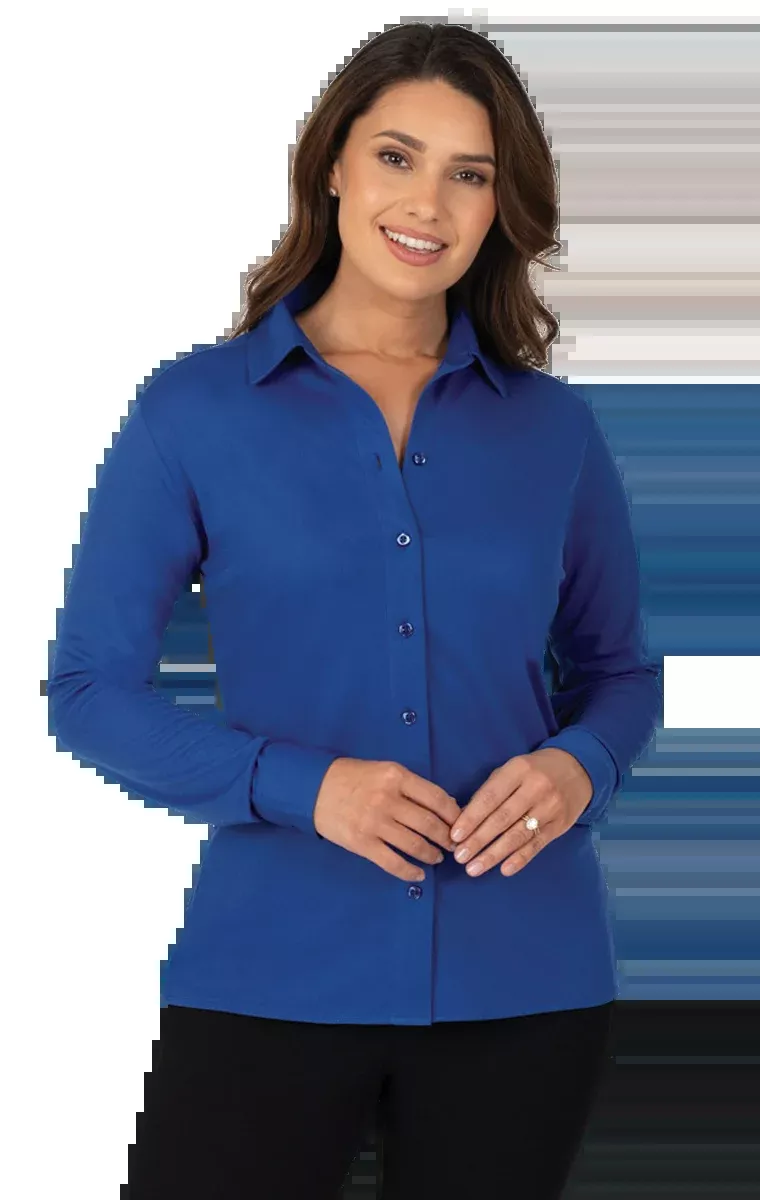 Blue Generation Ladies' Knit Stretch Woven Shirt-BG6273