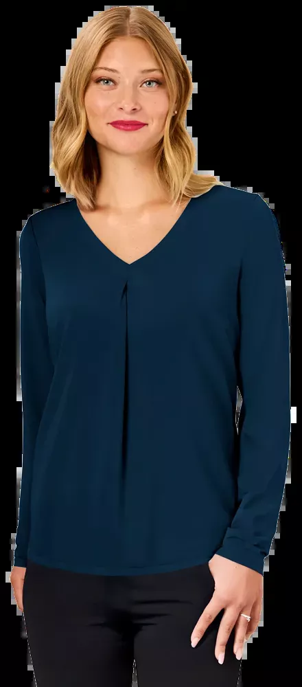 Blue Generation Ladies' Matte Jersey Pleated V-Neck-BG6011