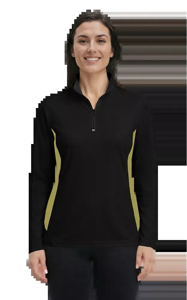 Blue Generation Ladies' Wicking Colorblock L/S Zip Pullover-BG6222