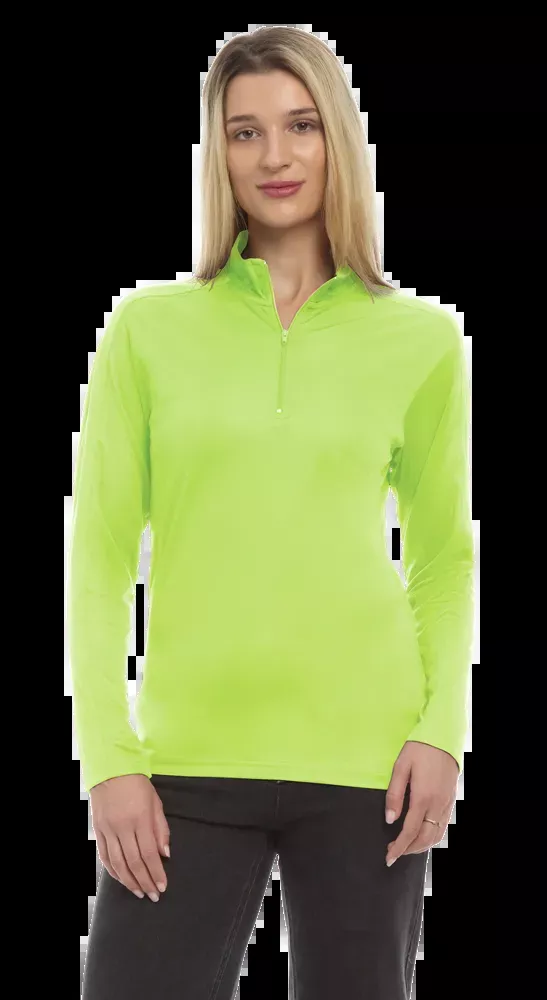 Blue Generation Ladies' Wicking L/S Solid Zip Pullover-BG6230