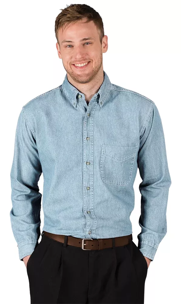 Blue Generation Men's L/S 100% Cotton Denim Shirt-BG8206