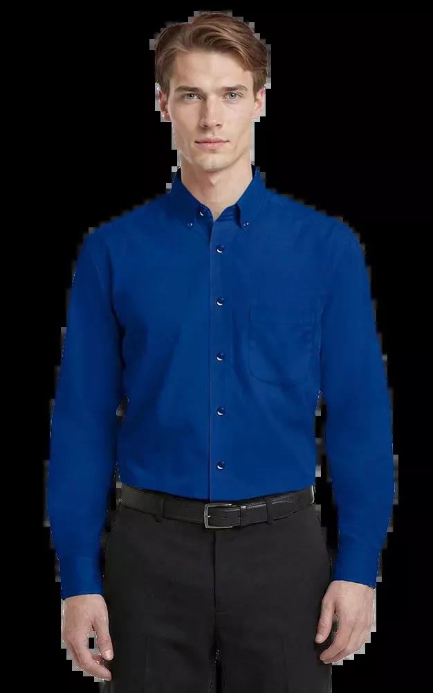 Blue Generation Men's L/S Superblend Poplin Shirt with Matching Buttons-BG7266