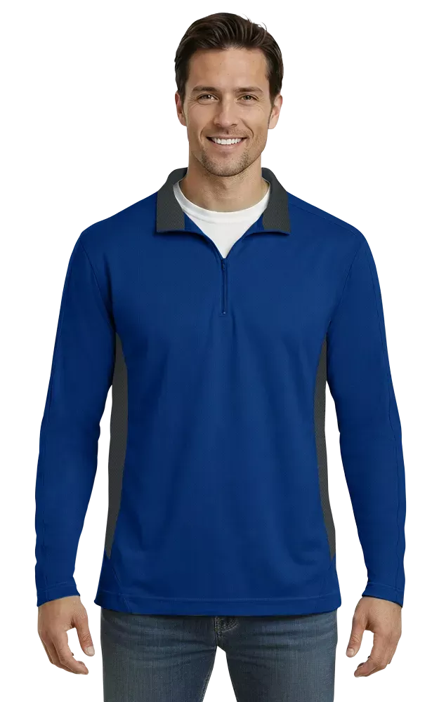 Blue Generation Men's Wicking Colorblock L/S Zip Pullover-BG7222