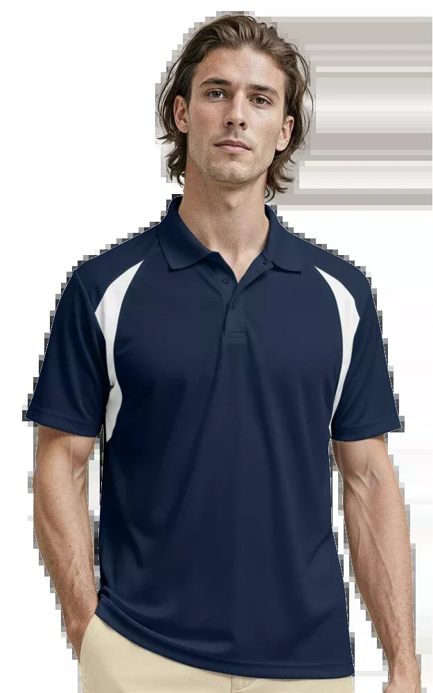Blue Generation Men's Wicking Raglan Sleeve Polo-BG7223 Navy White