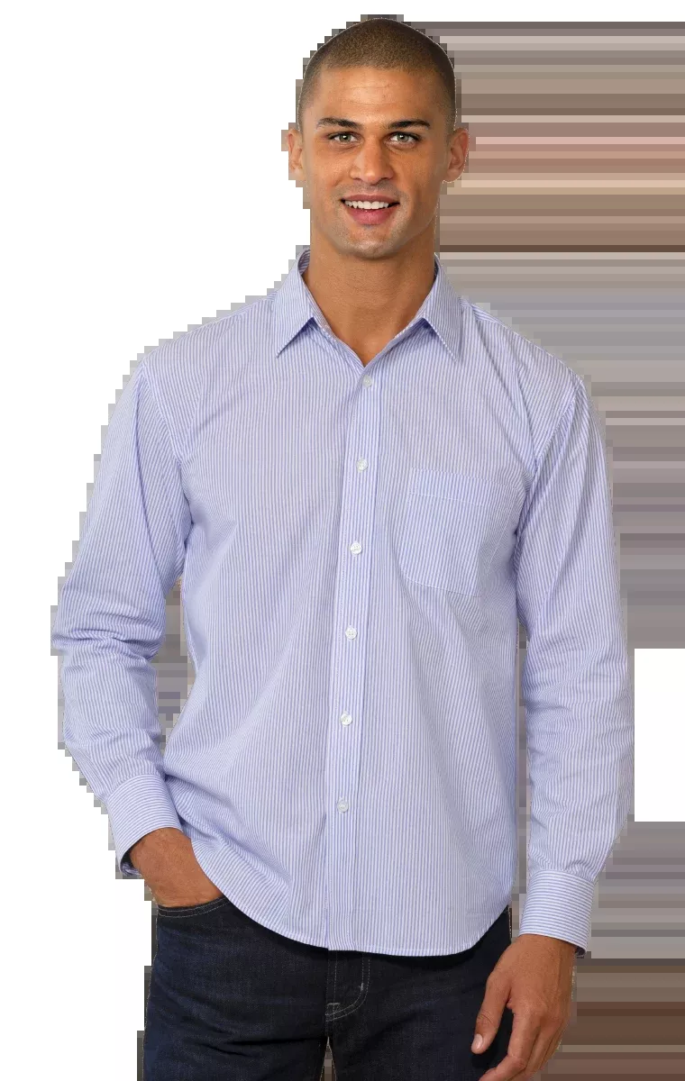 Blue Generation Mens L/S Stripe Shirt-BG7272