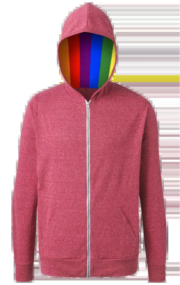 Blue Generation Pride Triblend Contrast Zip Front Hoodie-BG7308HP