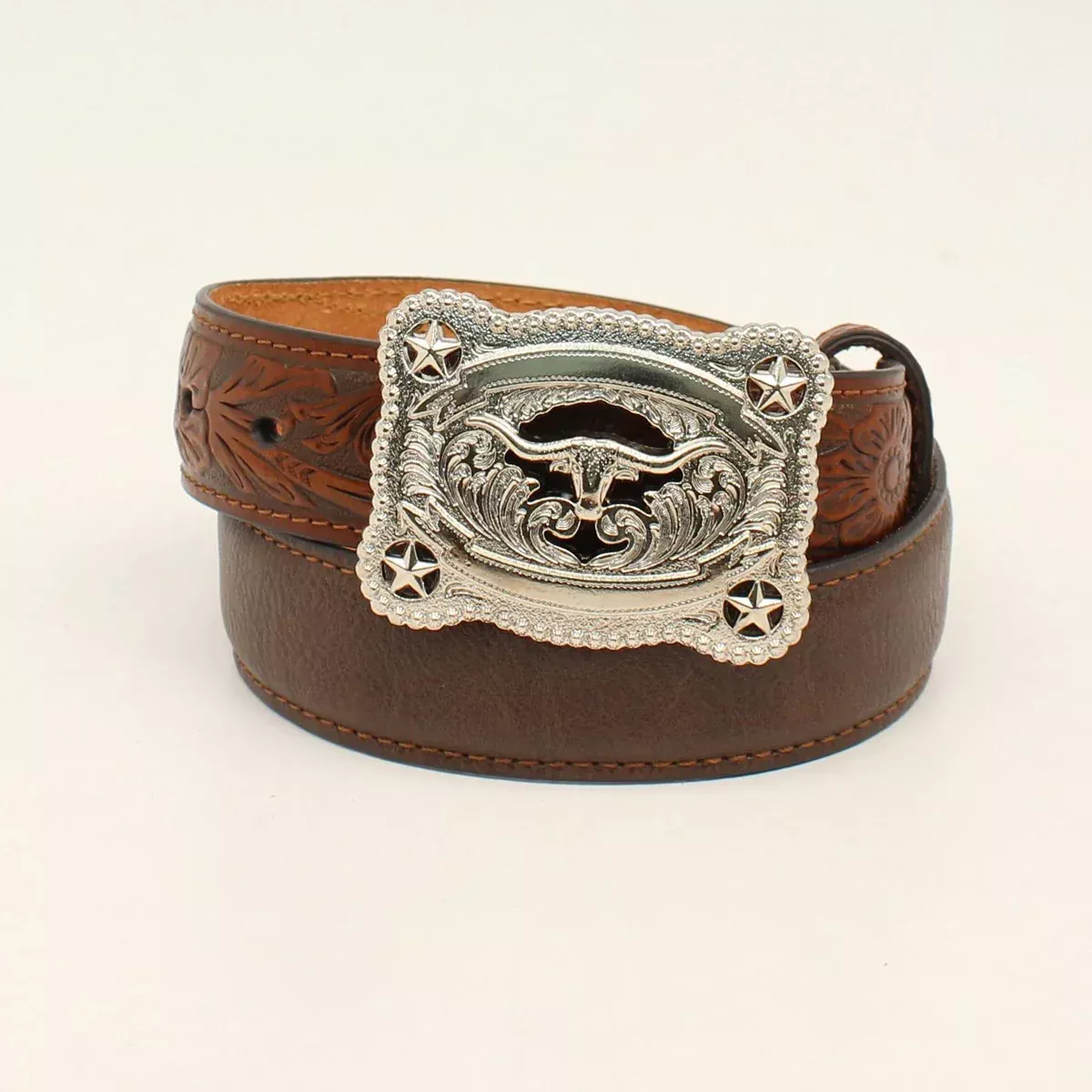 Boys Leather Longhorn Western Belt