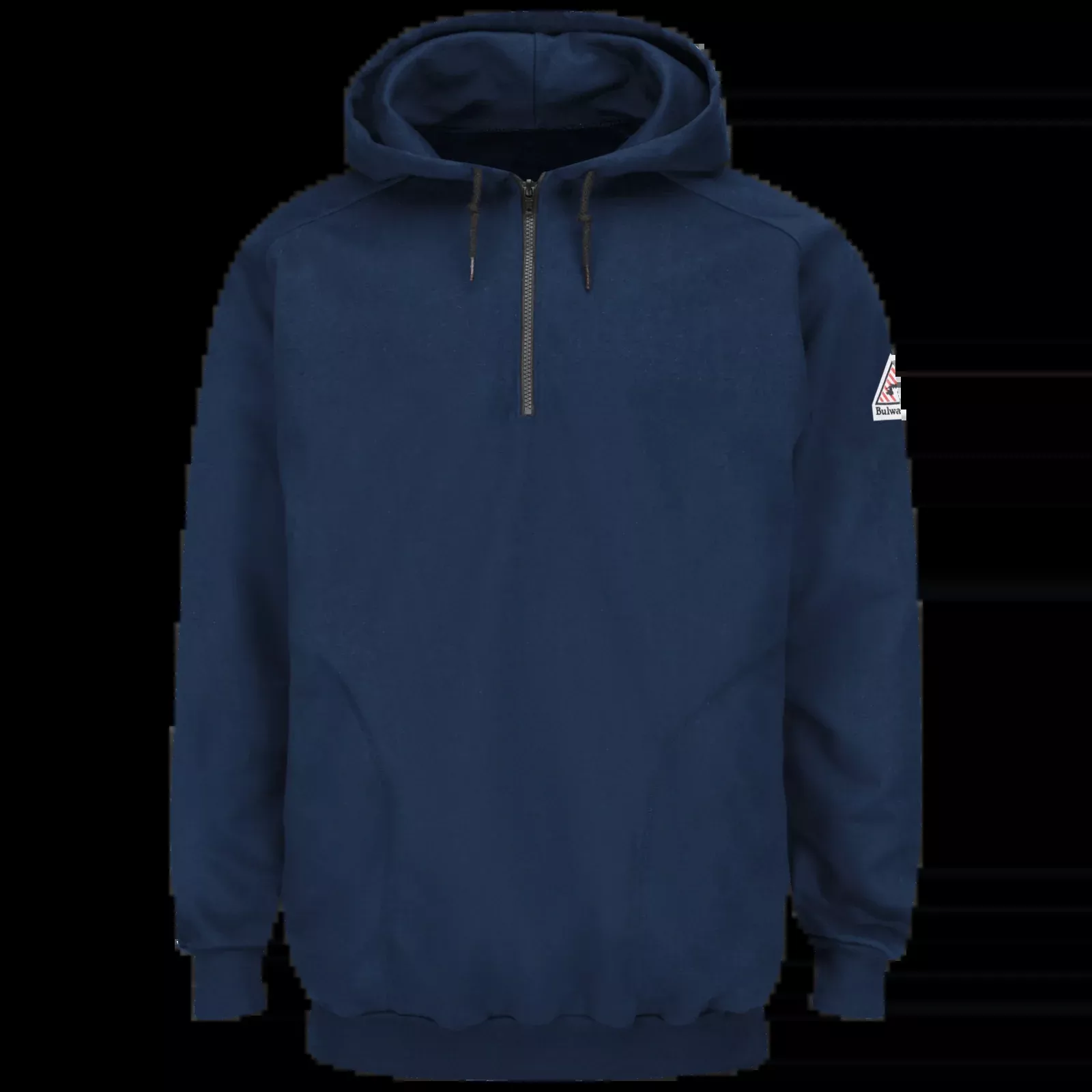 Bulwark Men's Fleece FR Pullover Hooded Sweatshirt with 1/4 Zip - Cotton/Spandex Blend - Navy - SEH8NV