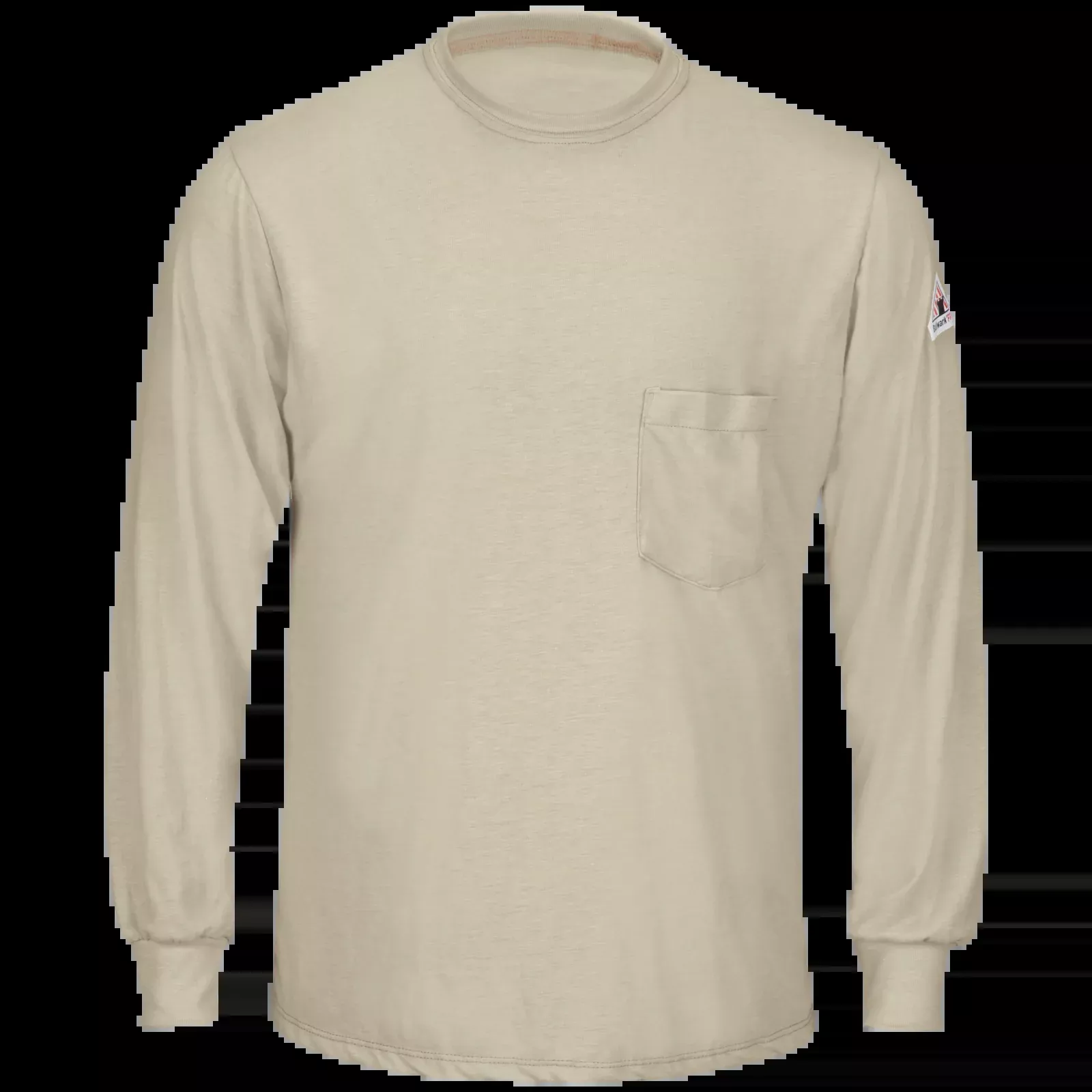 Bulwark Men's FR Lightweight Long Sleeve T-Shirt - SMT8 - Color : Khaki - Navy