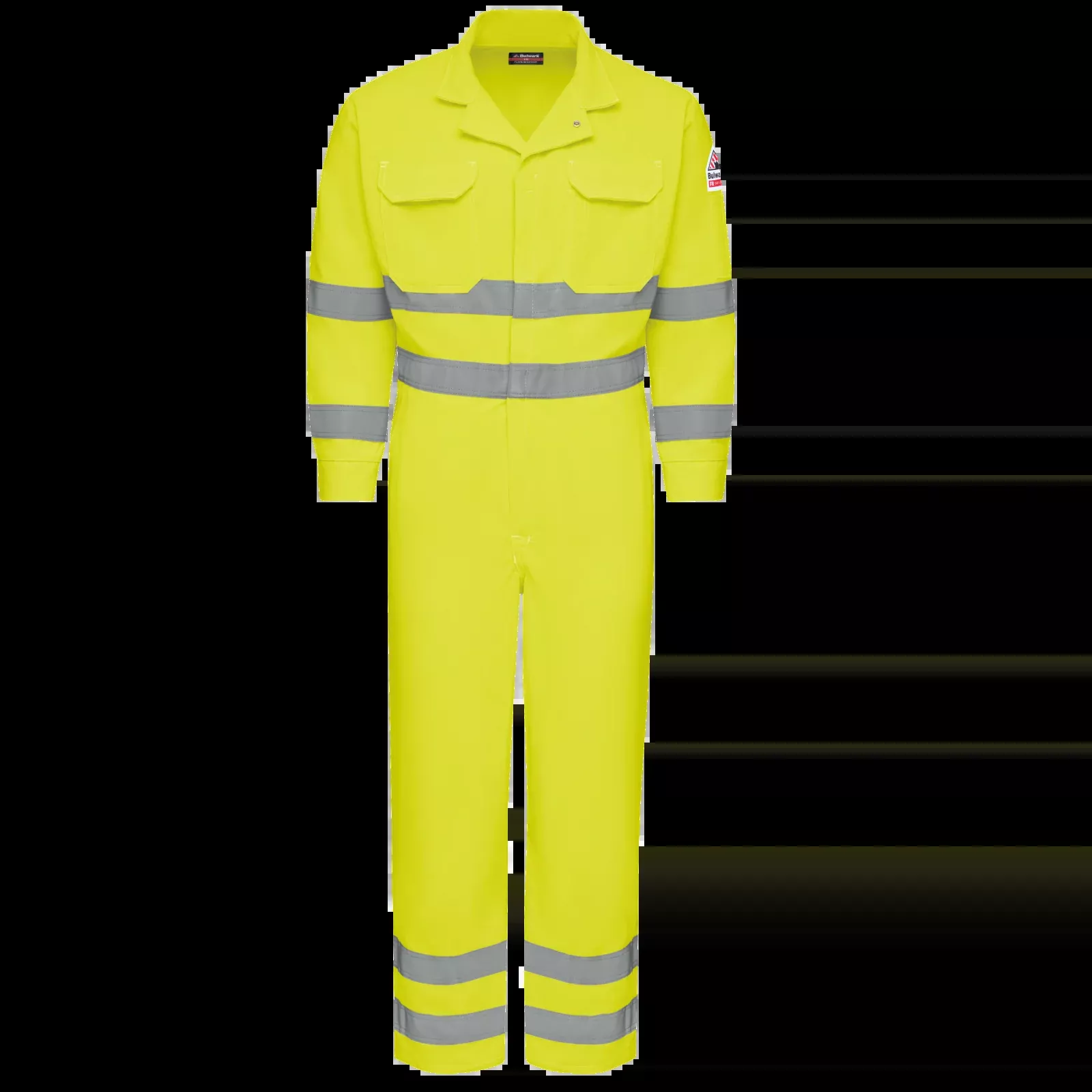 Bulwark Men's Lightweight FR Hi-Visibility Deluxe Coverall with Reflective Triml - Yellow/Green - CMD8HV