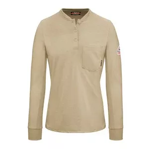 BulwarkWomen's Long Sleeve Lightweight Henley Shirt - SEL3 - Color : Khaki - Navy