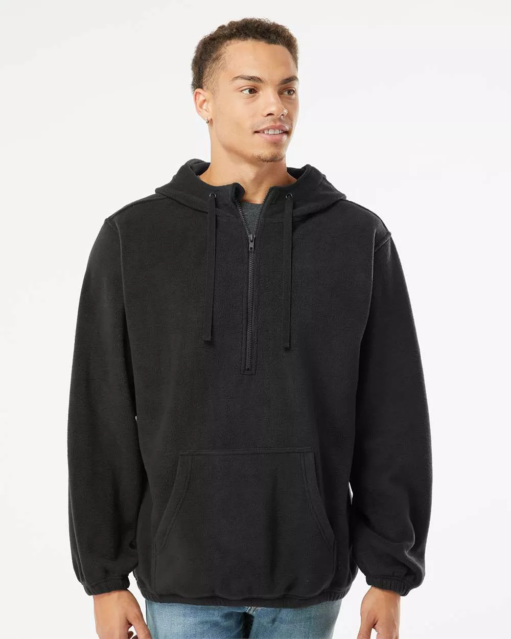 Burnside Polar Fleece Quarter-Zip Hooded Pullover