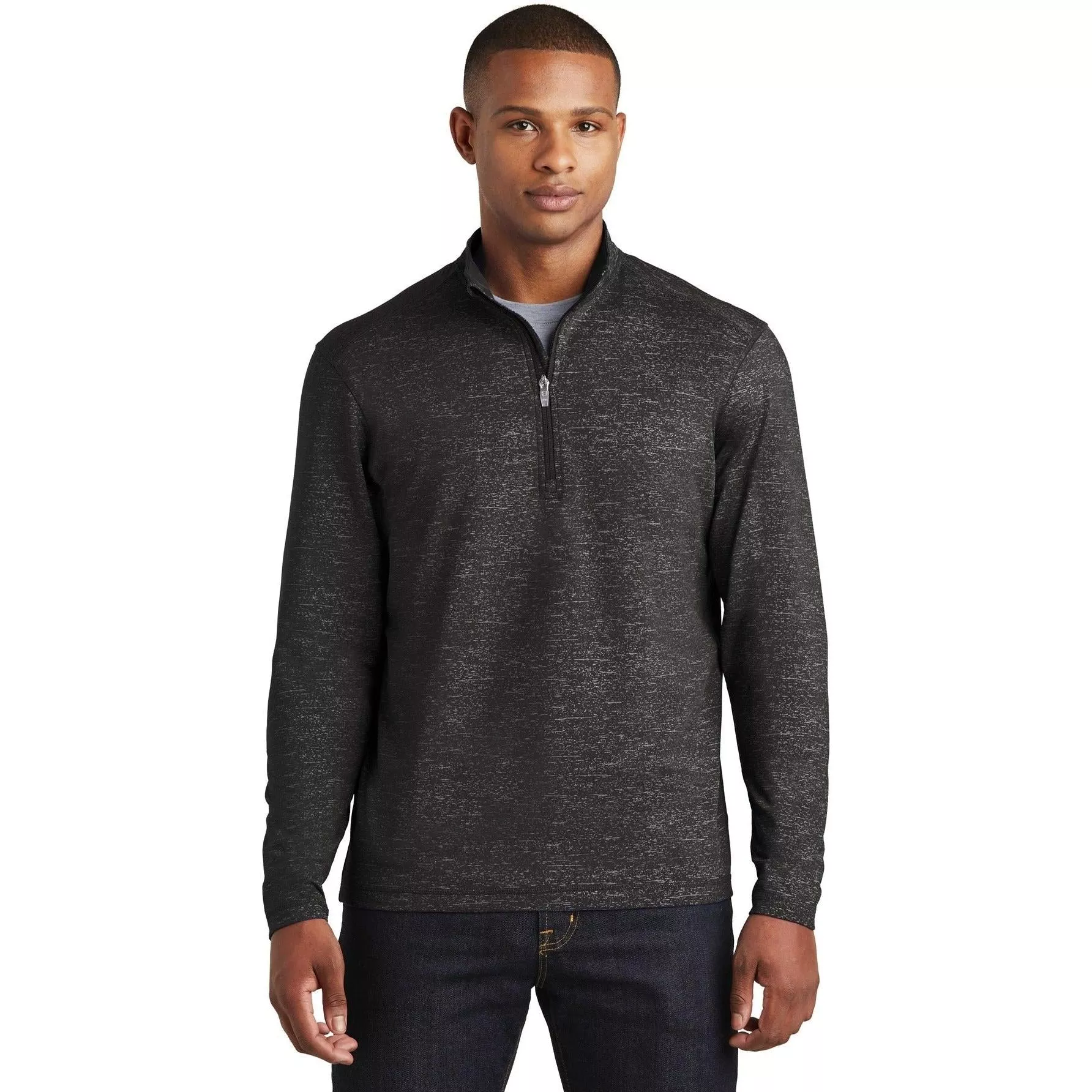 CLOSEOUT - Sport-Tek Sport-Wick Stretch Reflective Heather 1/2-Zip Pullover