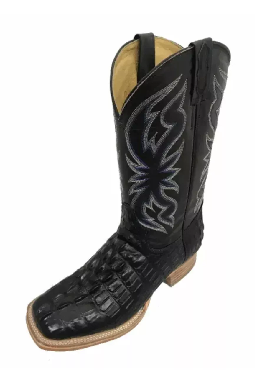 Cowtown Black Alligator Print Square Toe Boot - Q6096