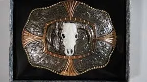 Crumrine Steer Skull Swivel Back Western Belt Buckle