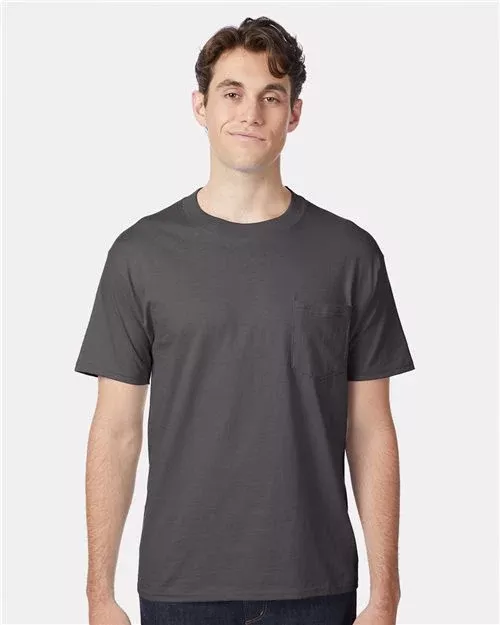 Custom Embroidered - Hanes - Unisex Beefy-T Pocket T-Shirt - 5190