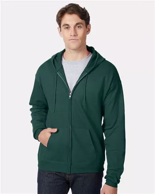Custom Embroidered - Hanes - Unisex EcoSmart Full-Zip Hooded Sweatshirt - P180