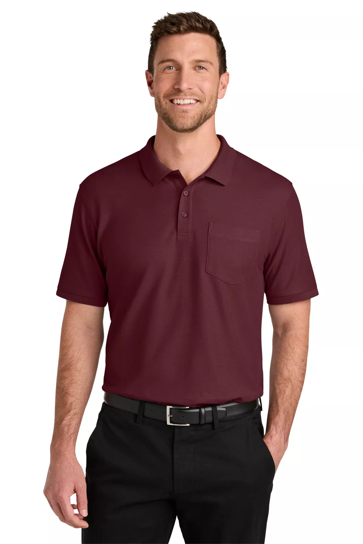 Custom Embroidered or DTF Printed - Port Authority Wearever Signature Pique Pocket Polo K200P