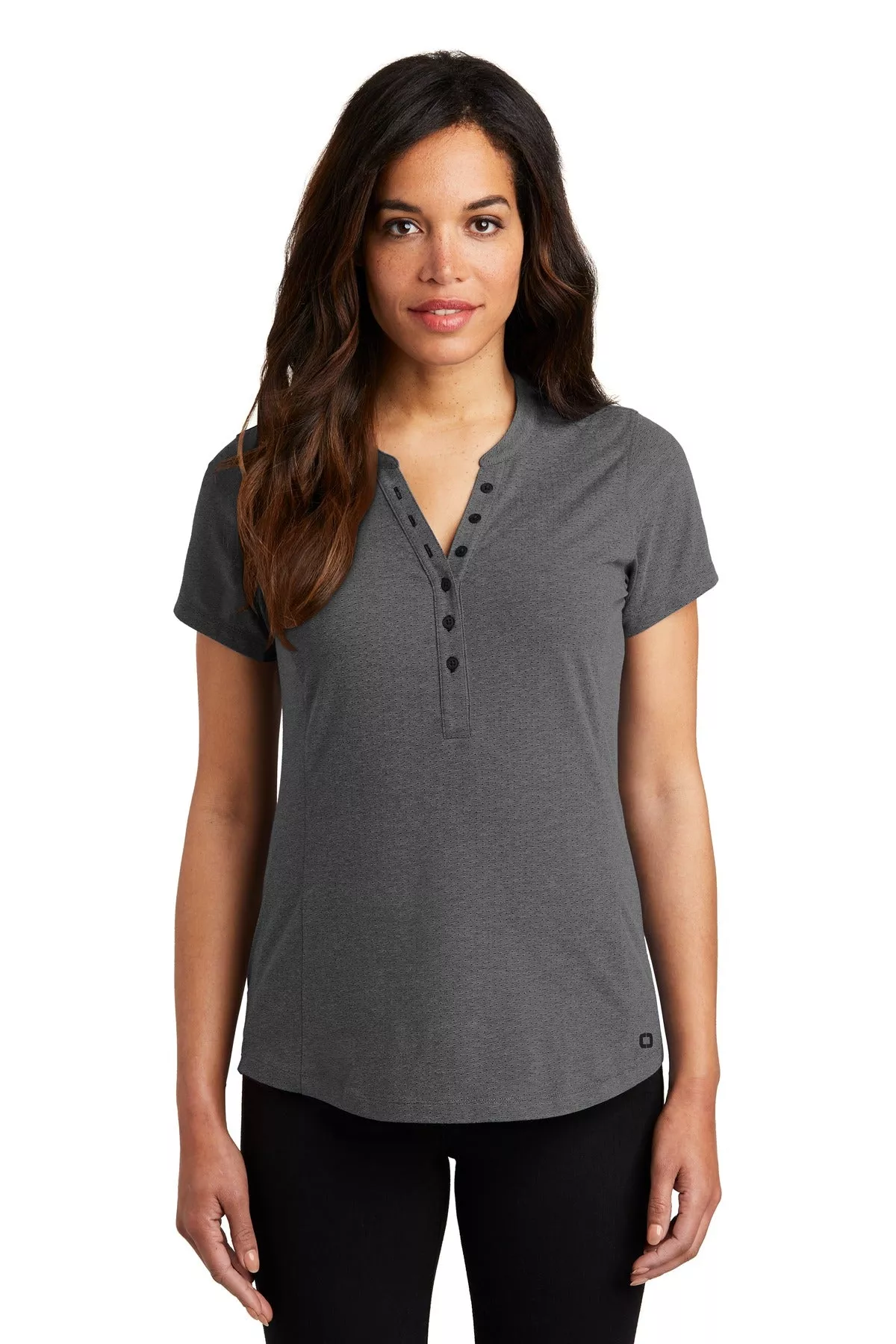 Custom Embroidery or DTF Print - OGIO Women's Tread Henley. LOG136