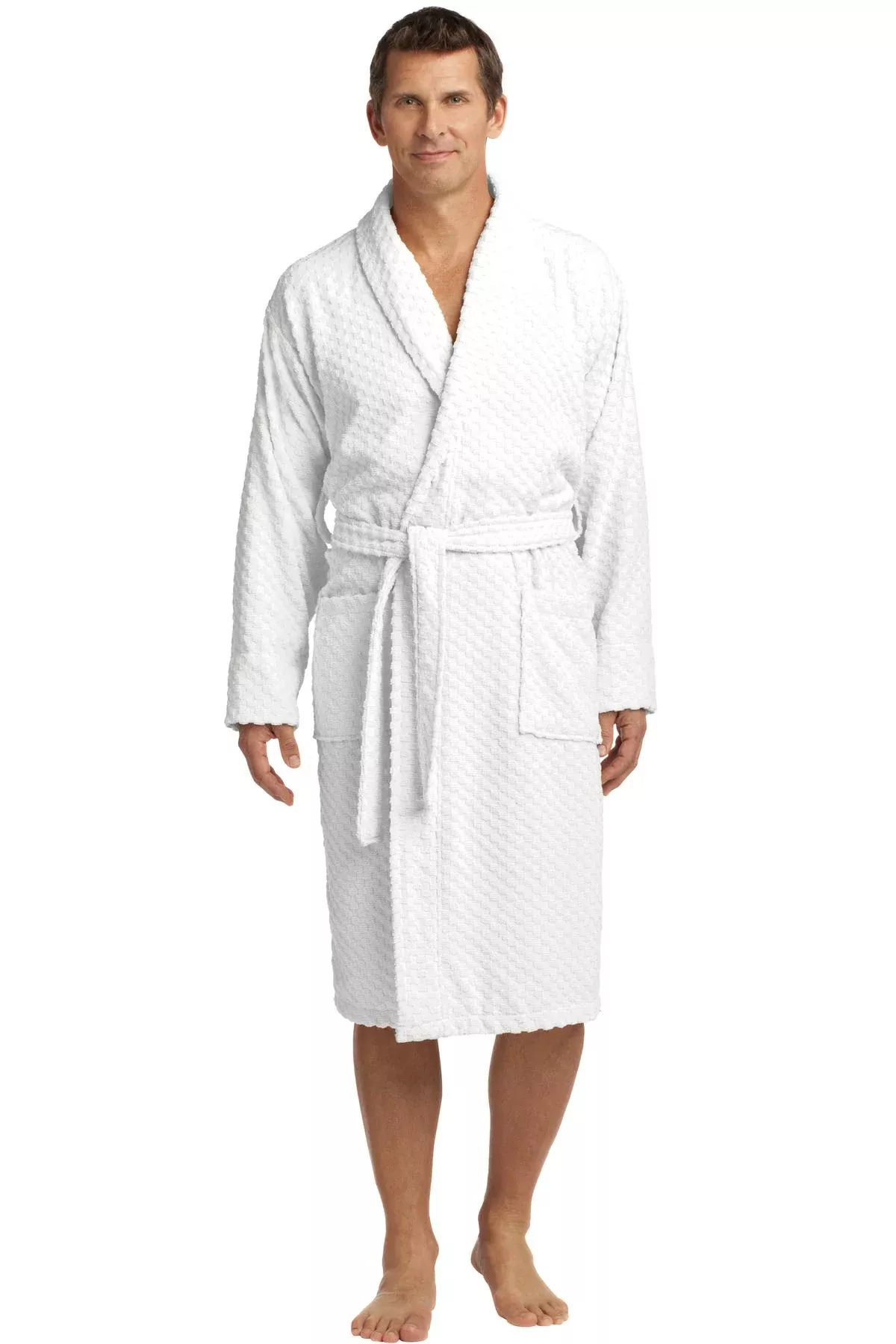 Custom Embroidery or DTF Print - Port Authority Checkered Terry Shawl Collar Robe. R103