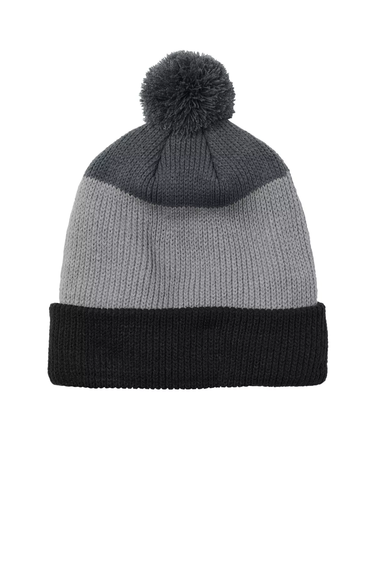 Custom Embroidery or DTF Print - Port Authority Cozy Striped Pom Beanie C979