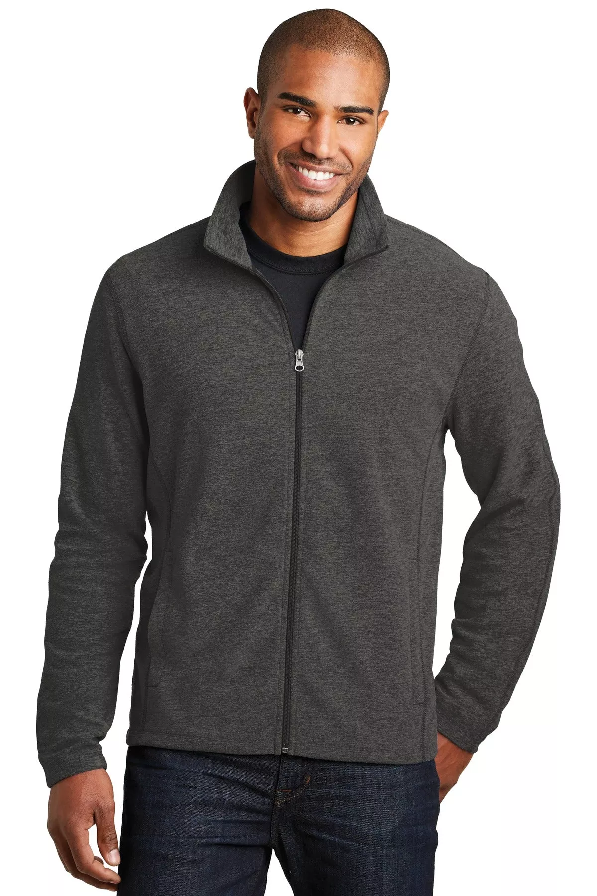 Custom Embroidery or DTF Print - Port Authority Heather Microfleece Full-Zip Jacket. F235