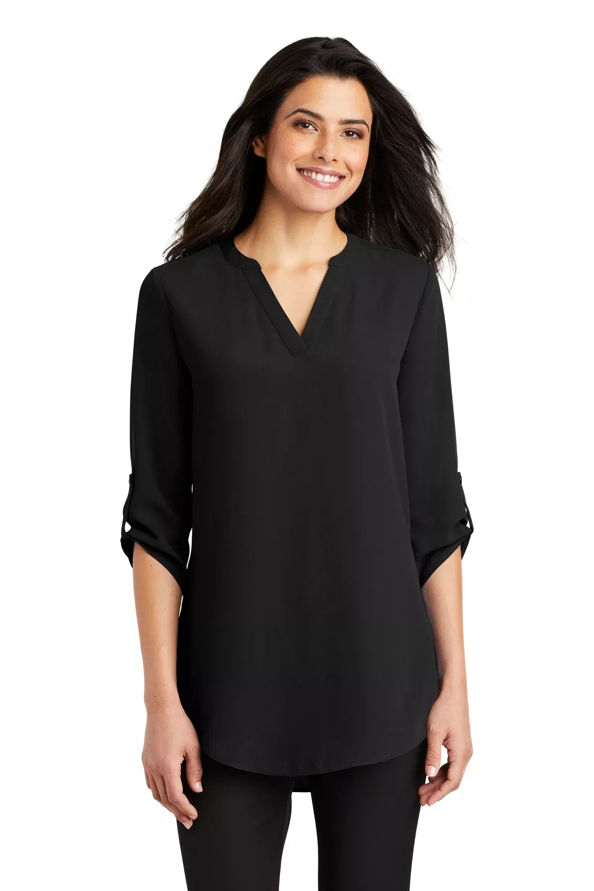 Custom Embroidery or DTF Print - Port Authority Women's 3/4-Sleeve Tunic Blouse. LW701