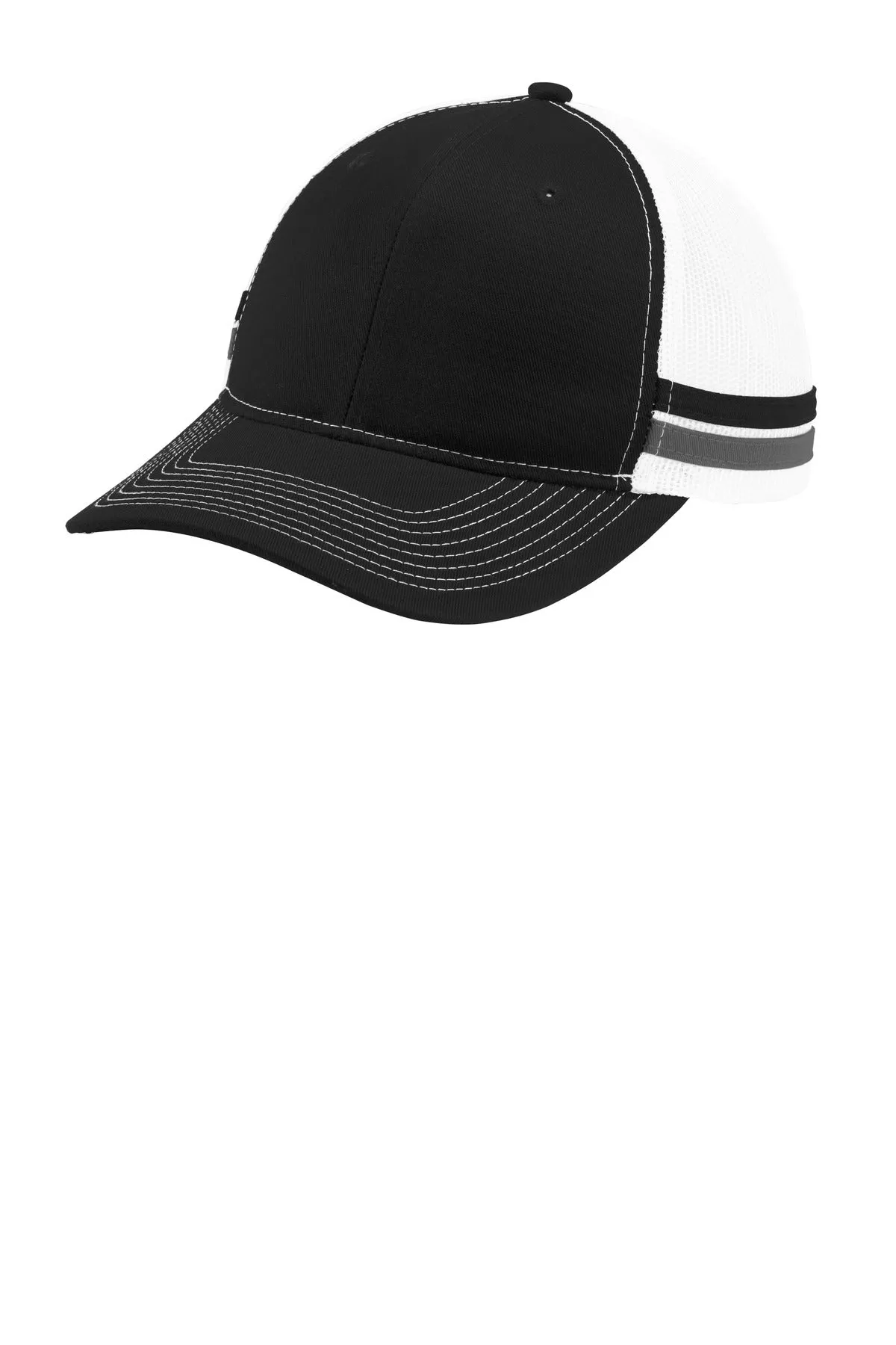 Custom Embroidery or DTF Print - Port AuthorityTwo-Stripe Snapback Trucker Cap. C113