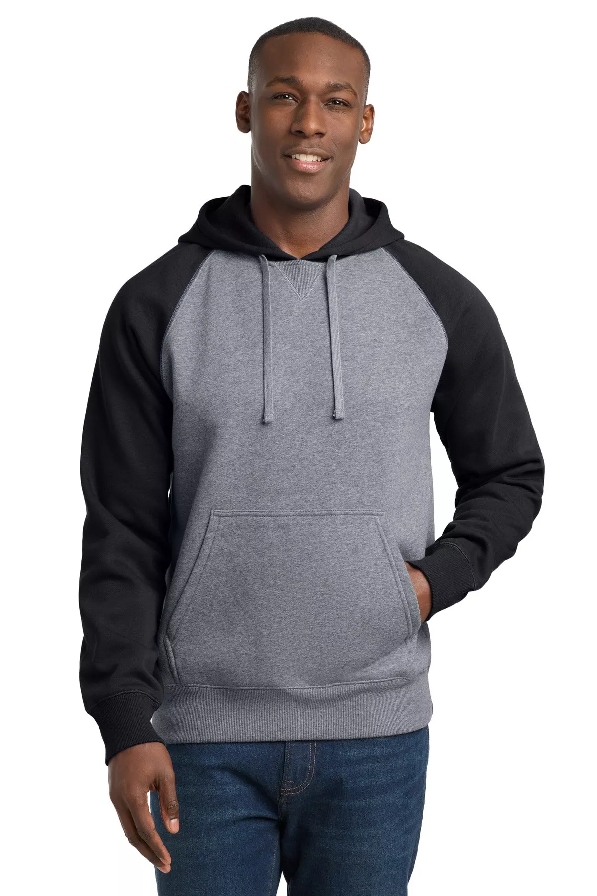 Custom Embroidery or DTF Print - Sport-Tek Raglan Colorblock Pullover Hooded Sweatshirt. ST267