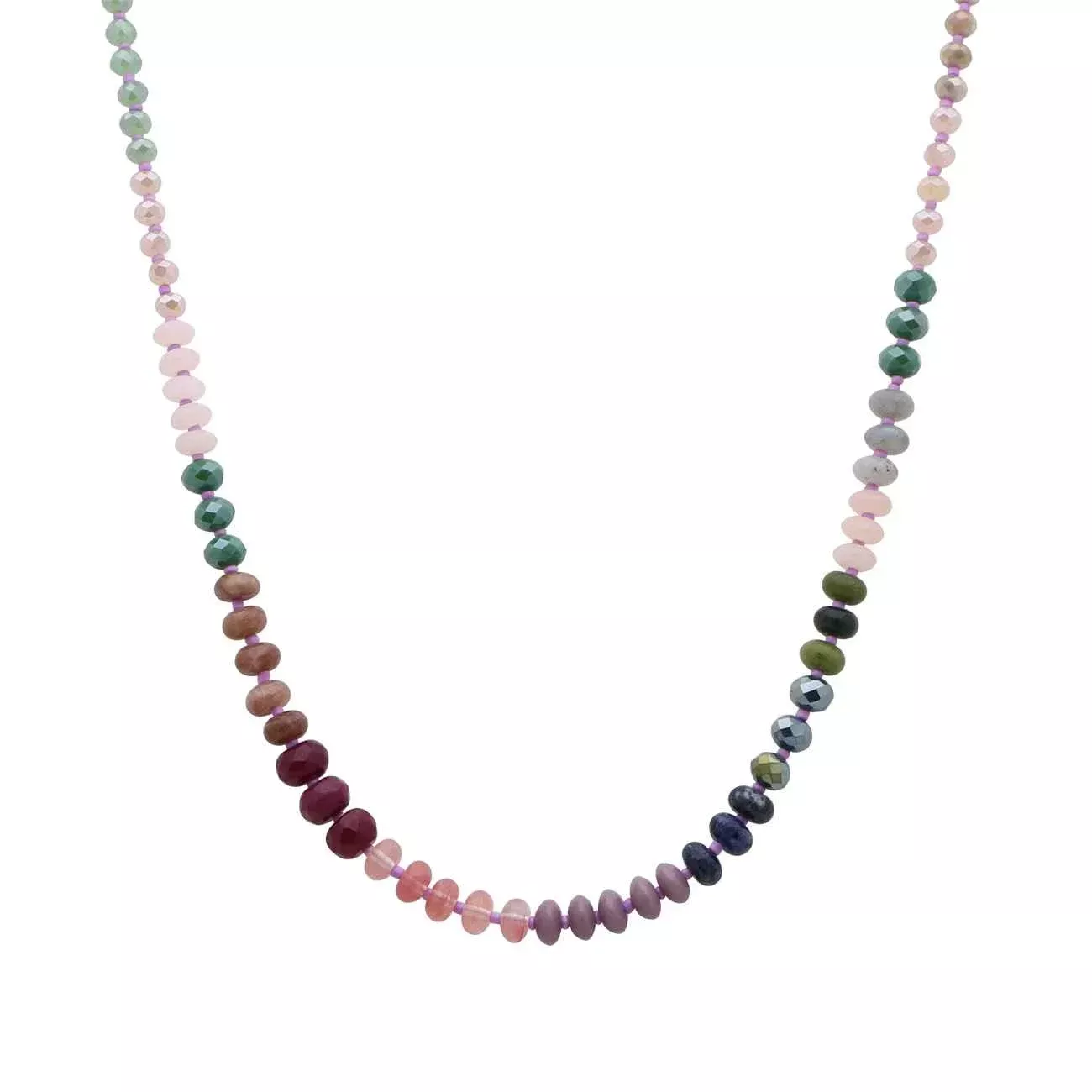Dark Multi Crystal Beaded with 16"-18" Necklace