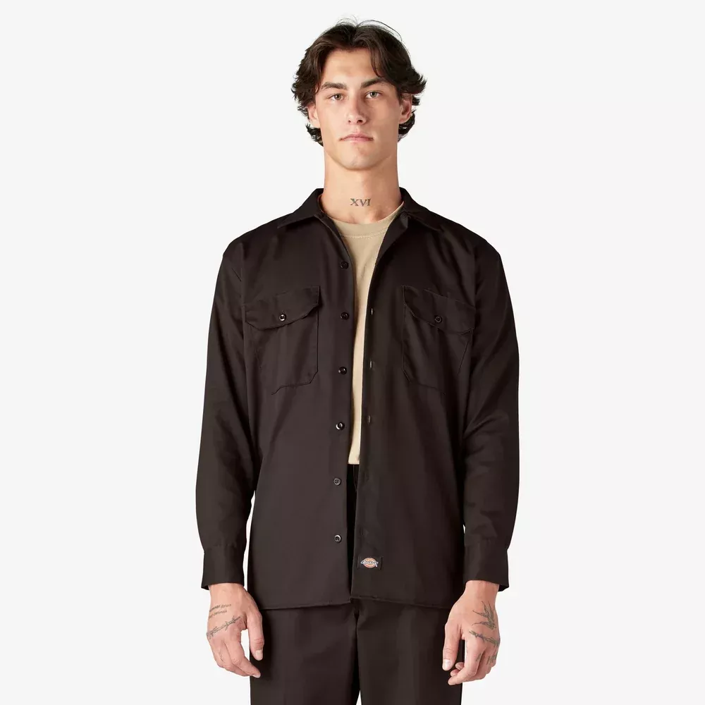 Dickies Long Sleeve Work Shirt-D574-DARK BROWN