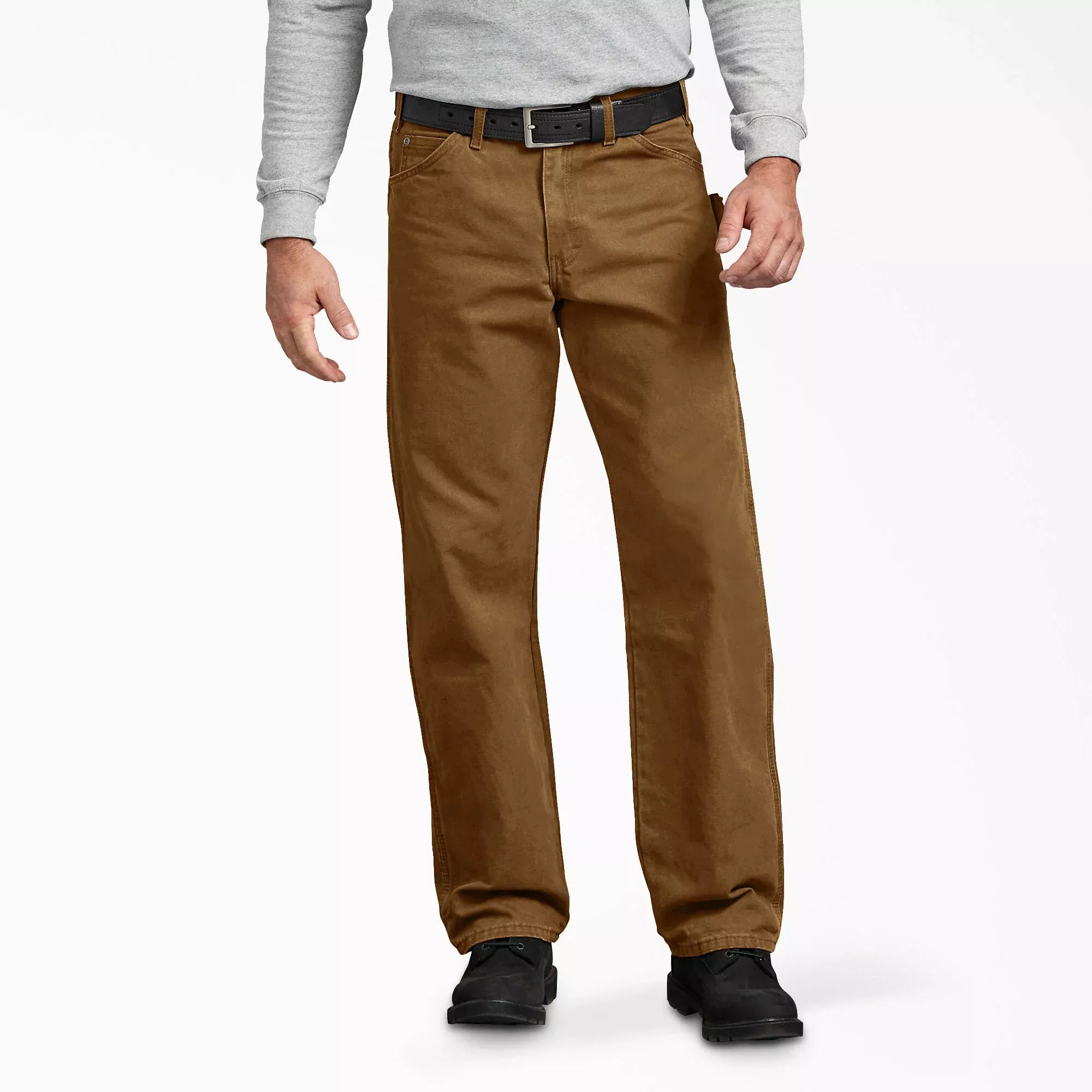 Dickies Men's Sanded Duck Carpenter Pants - Rinsed Brown Duck-DU336RBD
