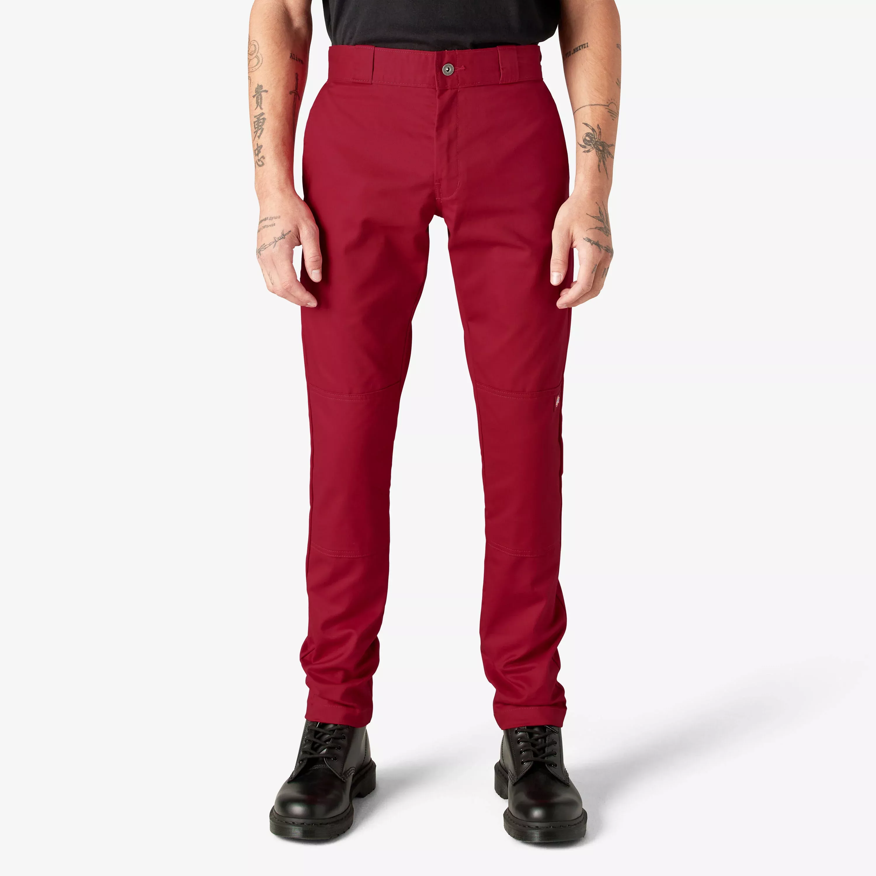 Dickies Skinny Fit Double Knee Work Pants - English Red